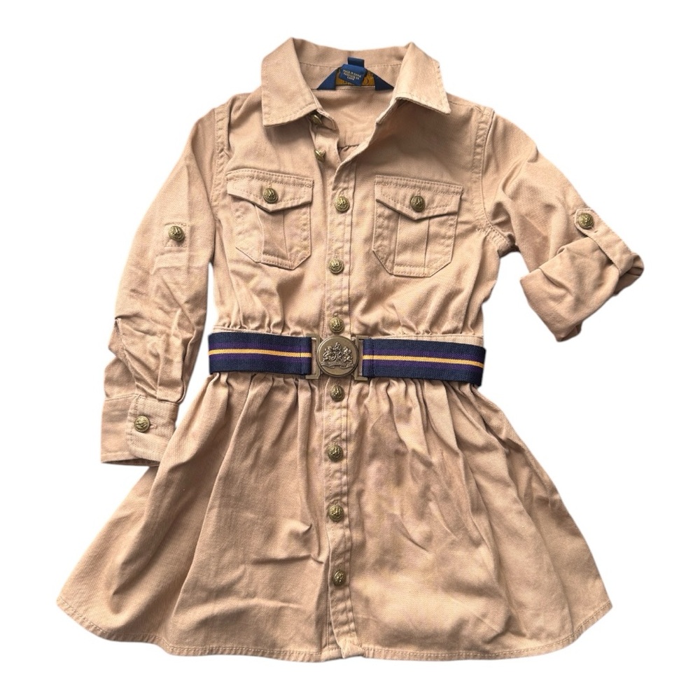 Ralph Lauren Polo Chino Khaki belted dress size 3T